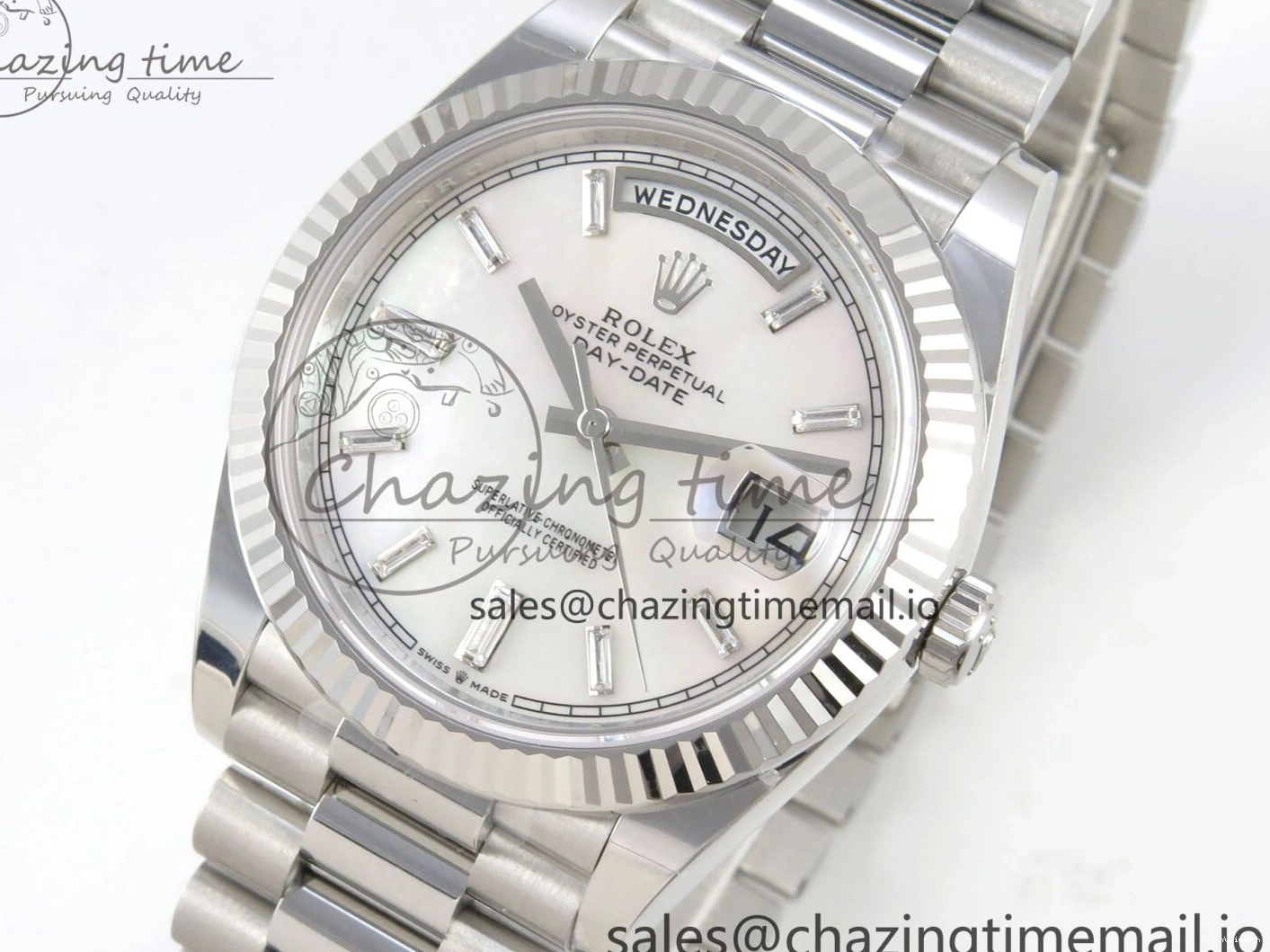 THBF President V3 Weight) Date (Gain SS Best 40 Edition MOP Day Bracelet Crystal Dial White on 1:1 VR3255 228236 0303